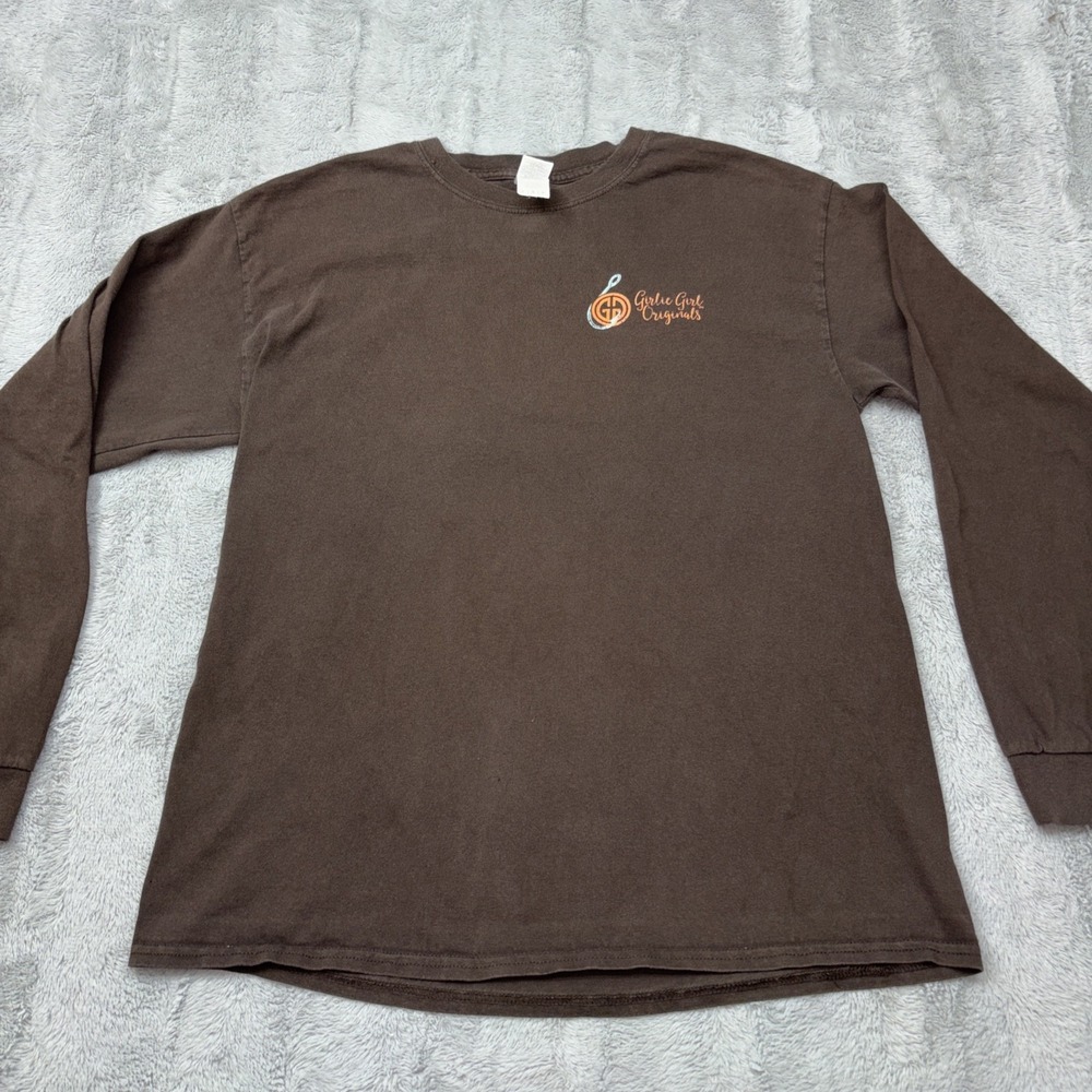 Hunting‎ & Fishing Graphic Print Long Sleeve Shirt Brown Women Size Lg